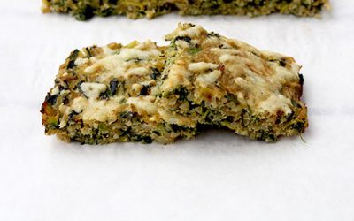 Cuadrados de arroz y espinaca