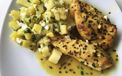 Pechuguitas en salsa agridulce con papas